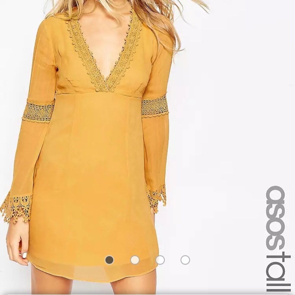 ASOS Mustard Long Sleeve Dress